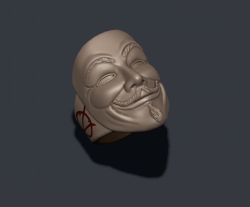 Vendetta anonymous ring 3D print model_4