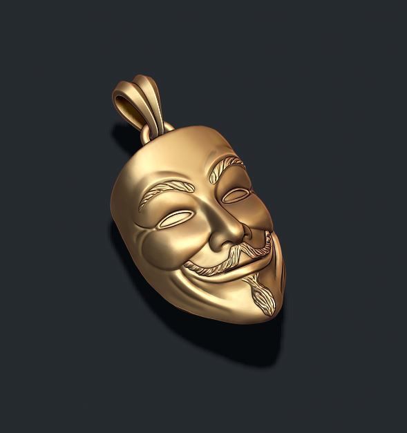 Vendetta anonymous pendant 3D print model_4
