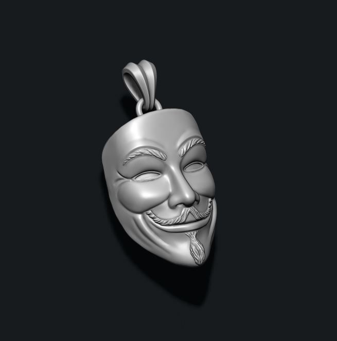 Vendetta anonymous pendant 3D print model_3