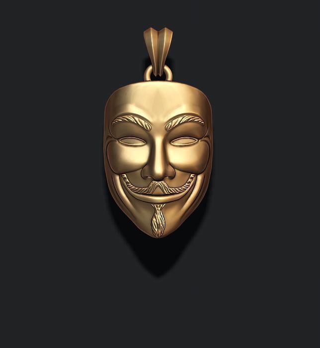 Vendetta anonymous pendant 3D print model_1