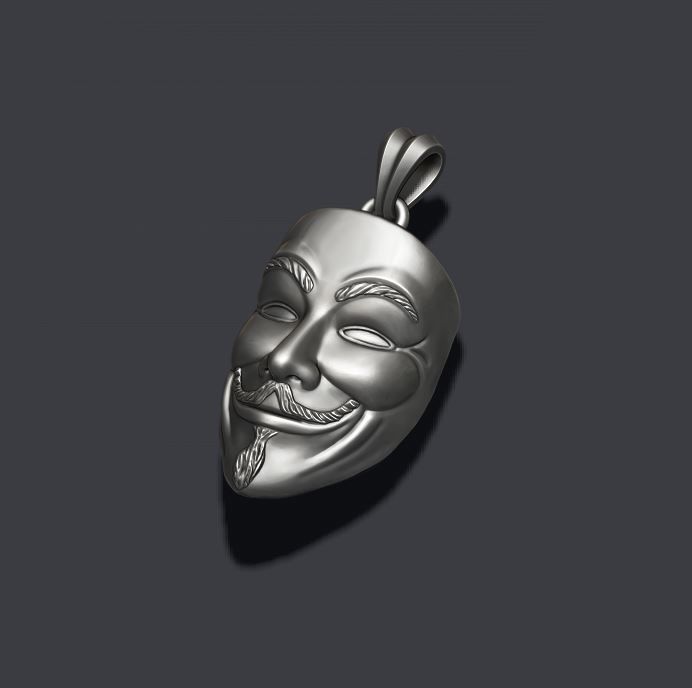 Vendetta anonymous pendant 3D print model_2