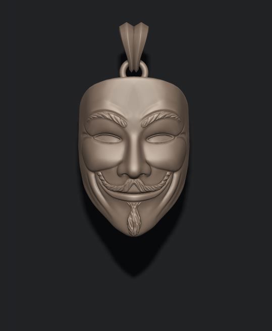 Vendetta anonymous pendant 3D print model_5