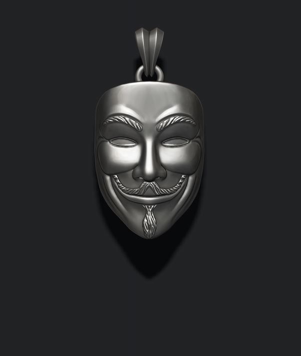 Vendetta anonymous pendant 3D print model_6