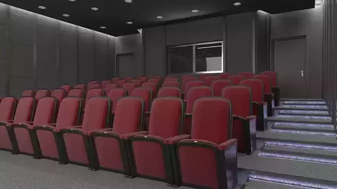 Cinema auditorium with seats and steps 3D model