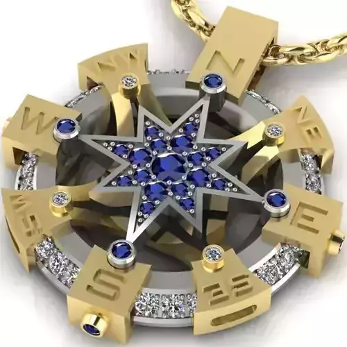 rose of wind pendant and chain link