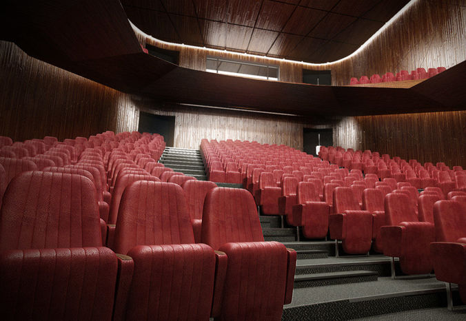 Theater empty auditorium with seats Low-poly 3D model