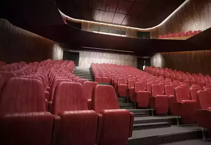Theater empty auditorium with seats Low-poly 3D model