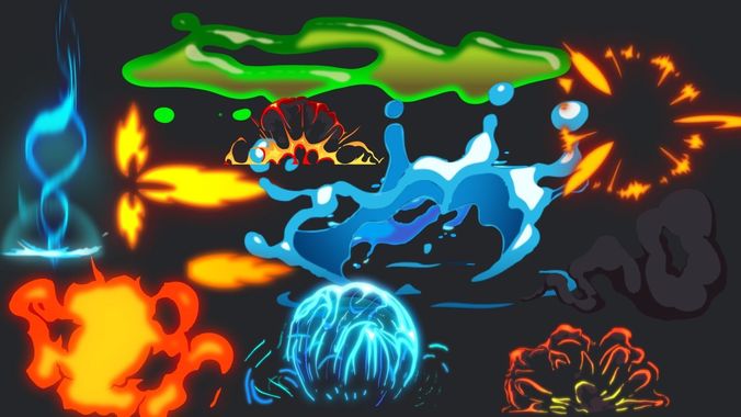 Cartoon Effects Explosions Fire Water Smoke Flashes Stylized Texture
