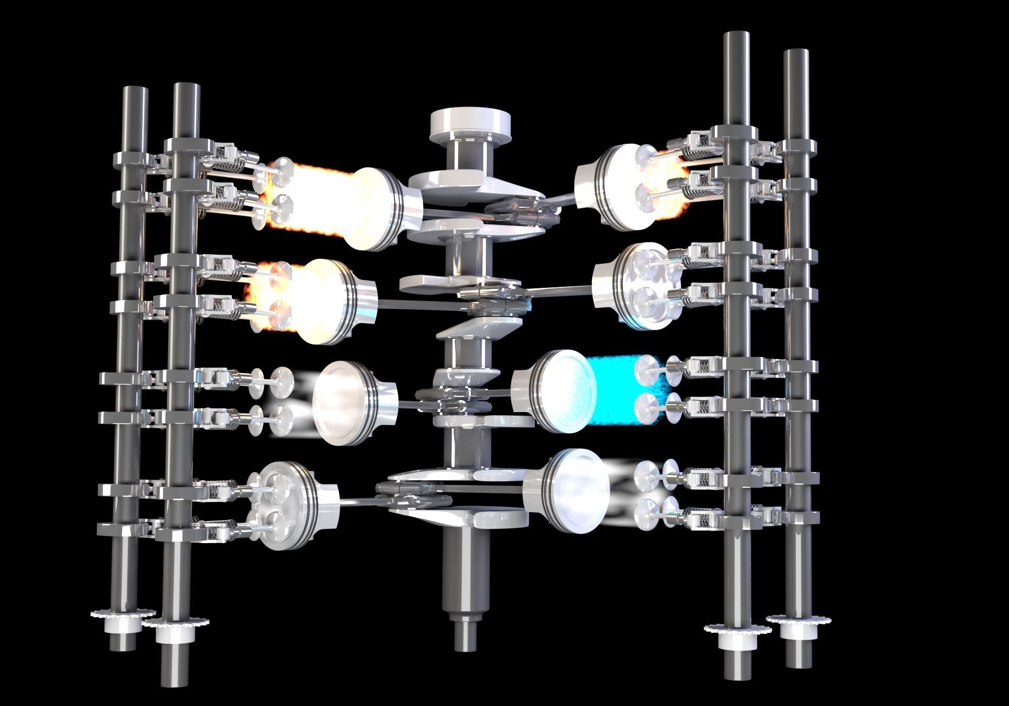 V8 Engine Ignition Animation 3D model_9