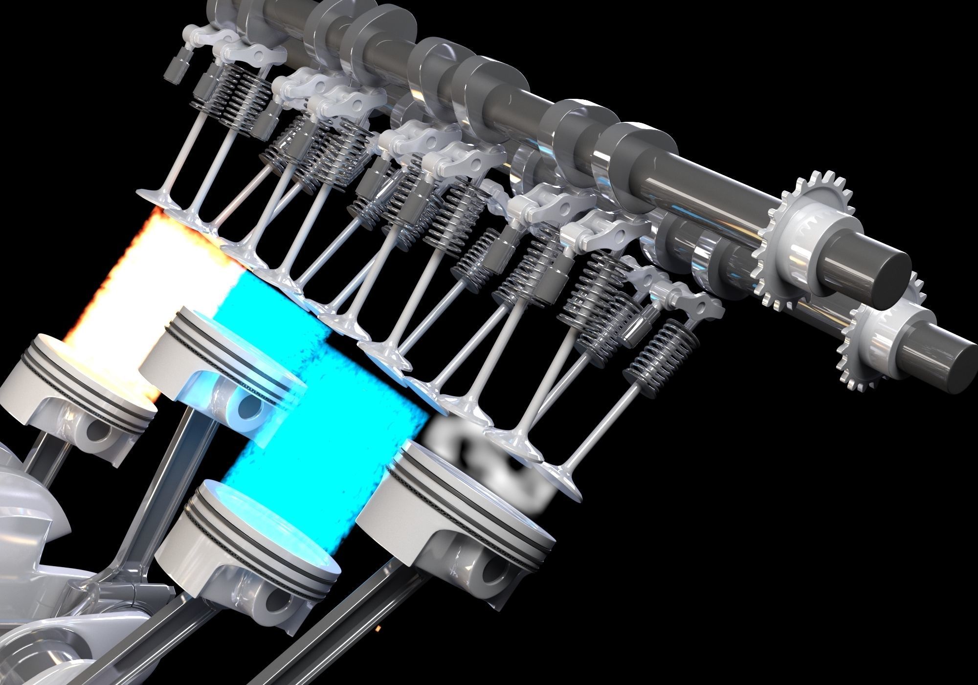 V8 Engine Ignition Animation 3D model_10