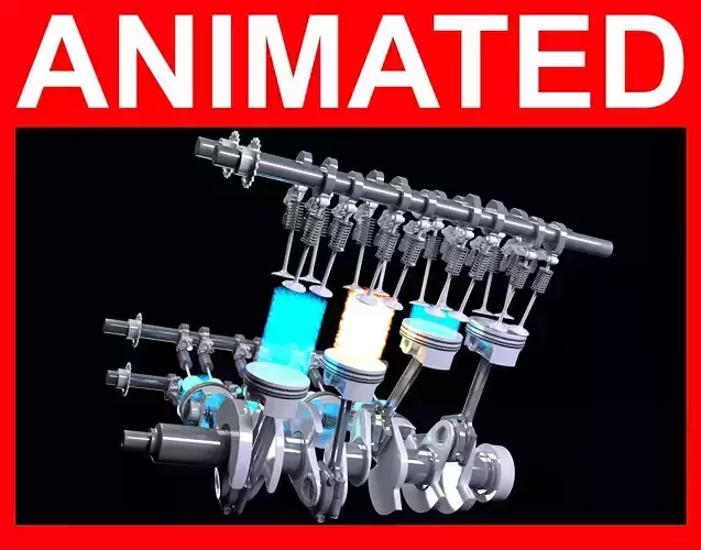 V8 Engine Ignition Animation 3D model