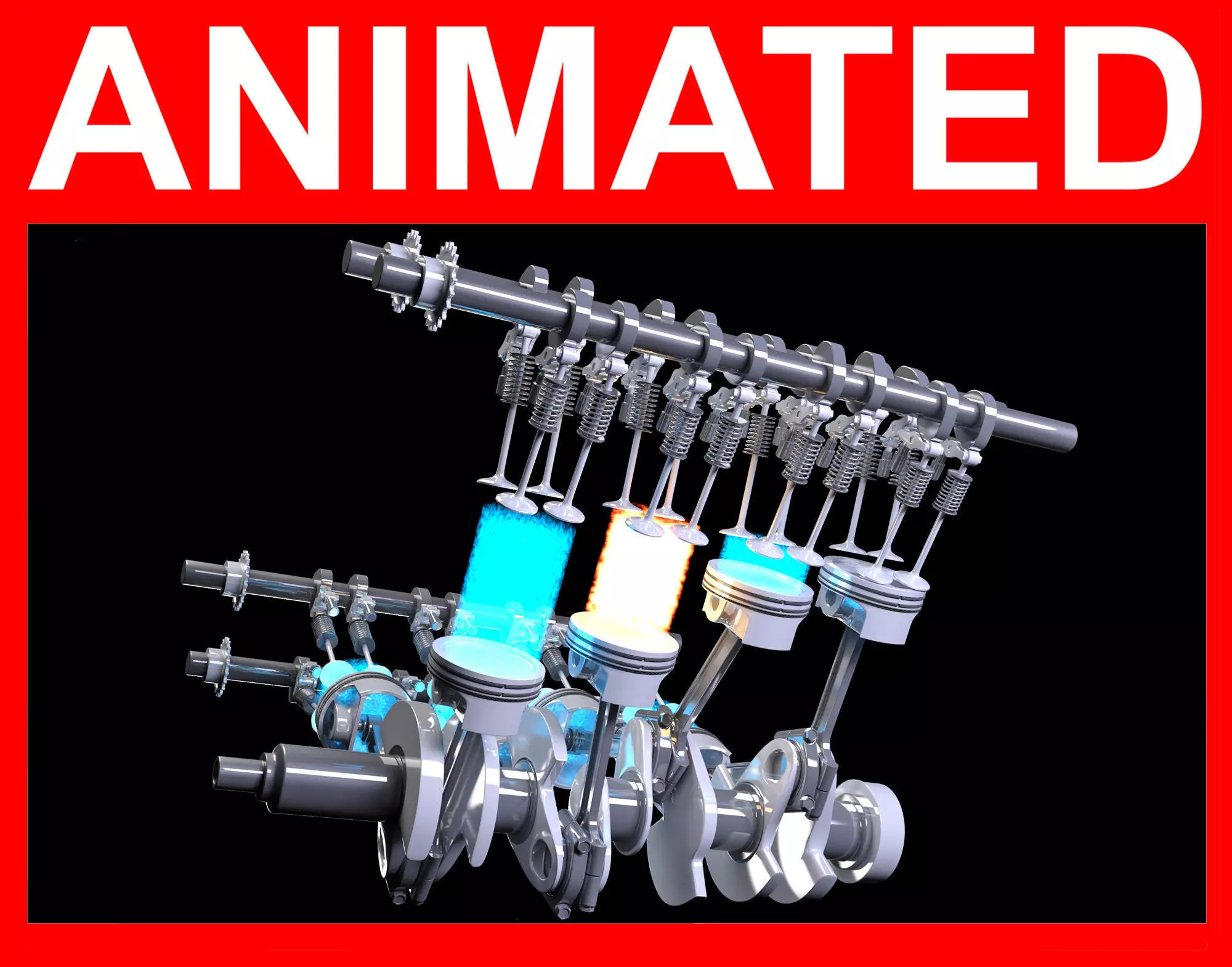 V8 Engine Ignition Animation 3D model_0