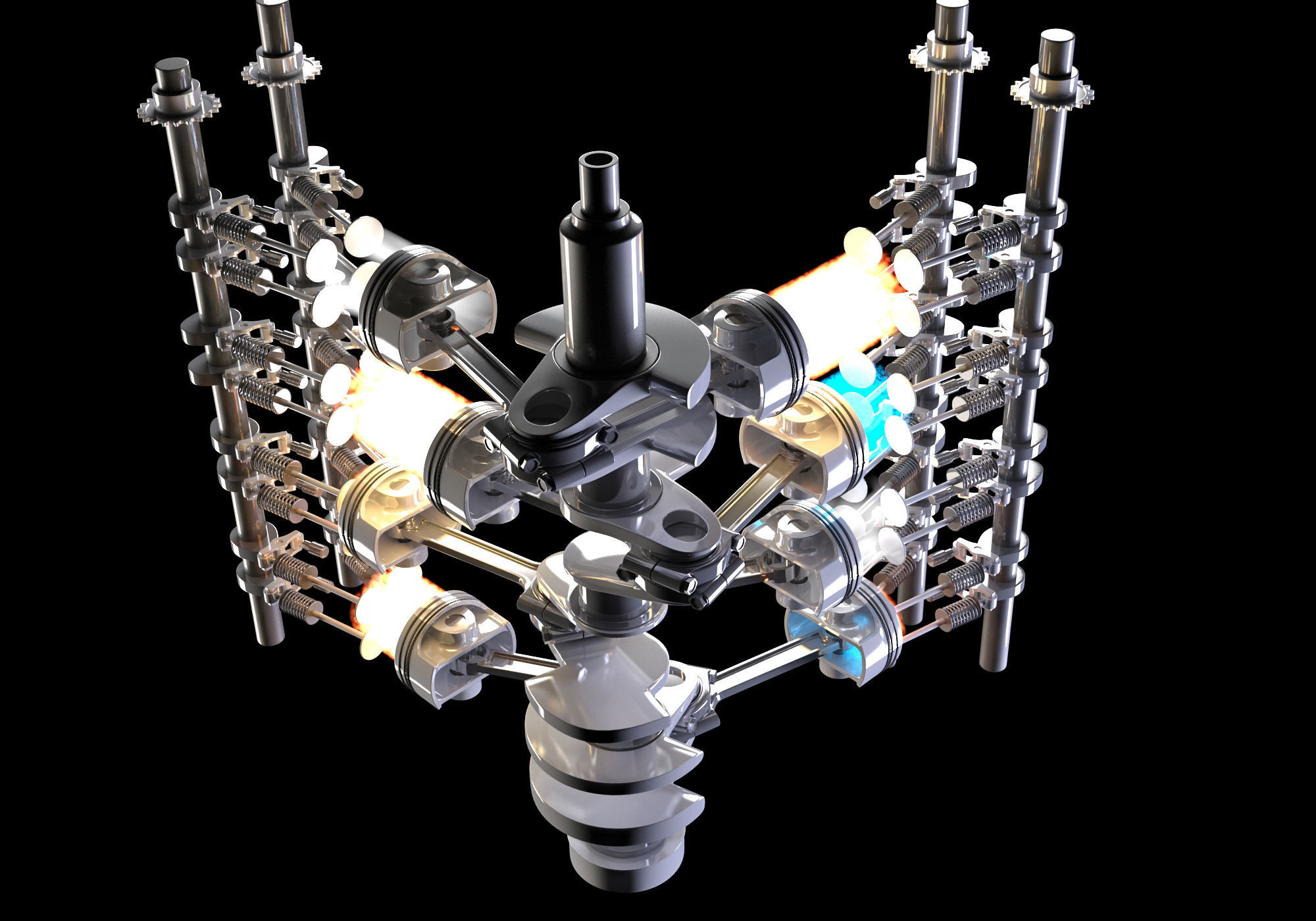 V8 Engine Ignition Animation 3D model_7