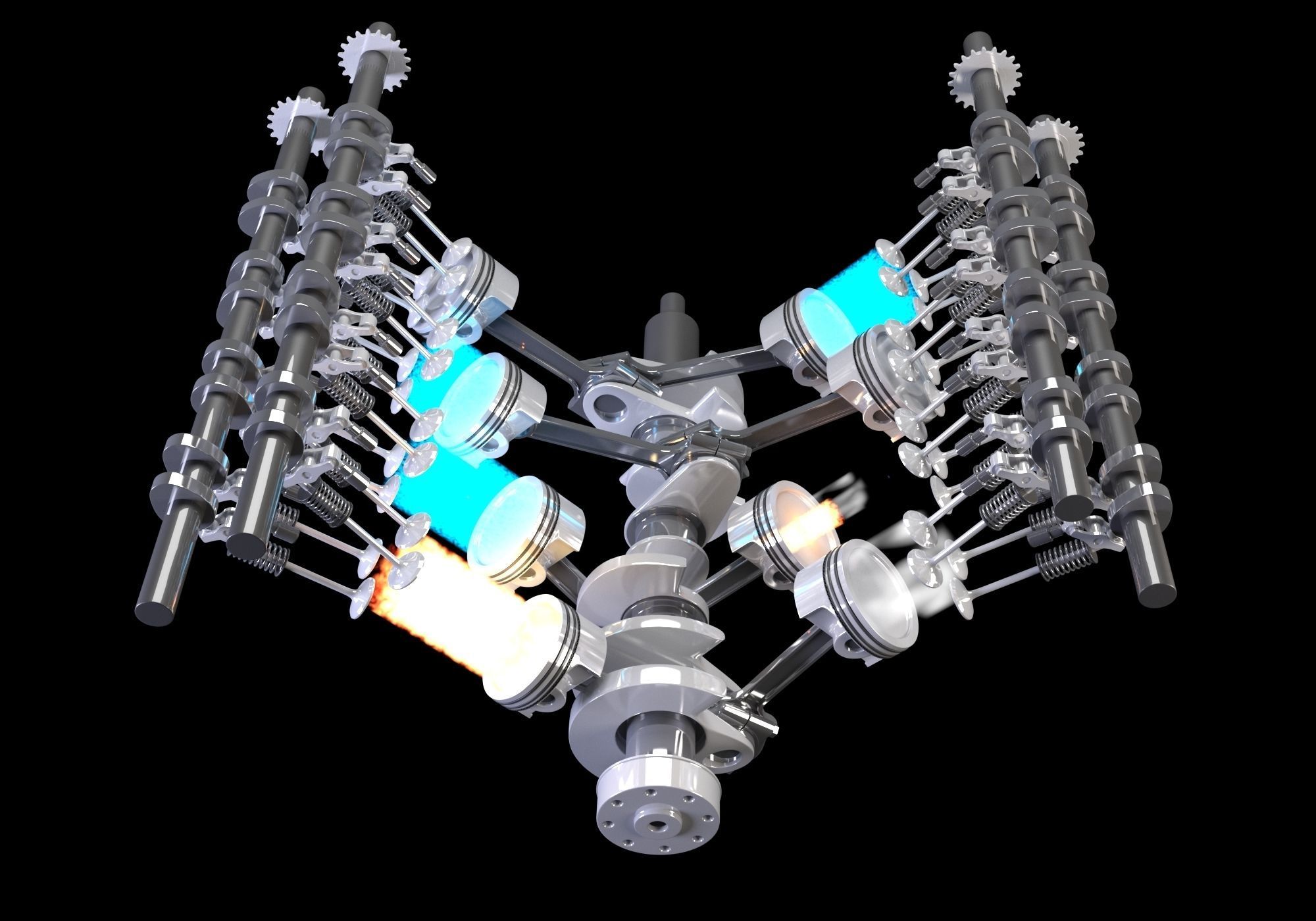 V8 Engine Ignition Animation 3D model_8