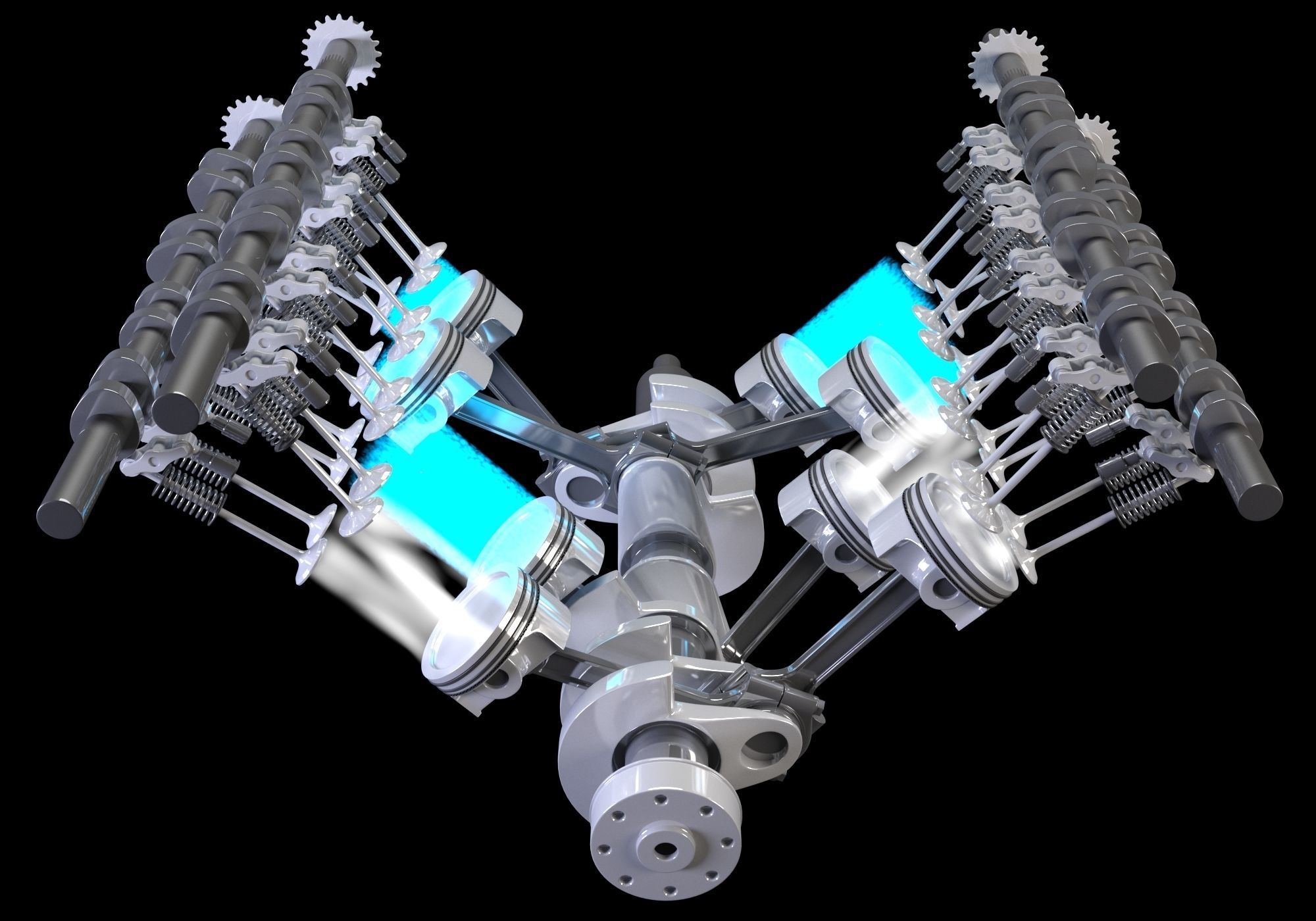 V8 Engine Ignition Animation 3D model_4