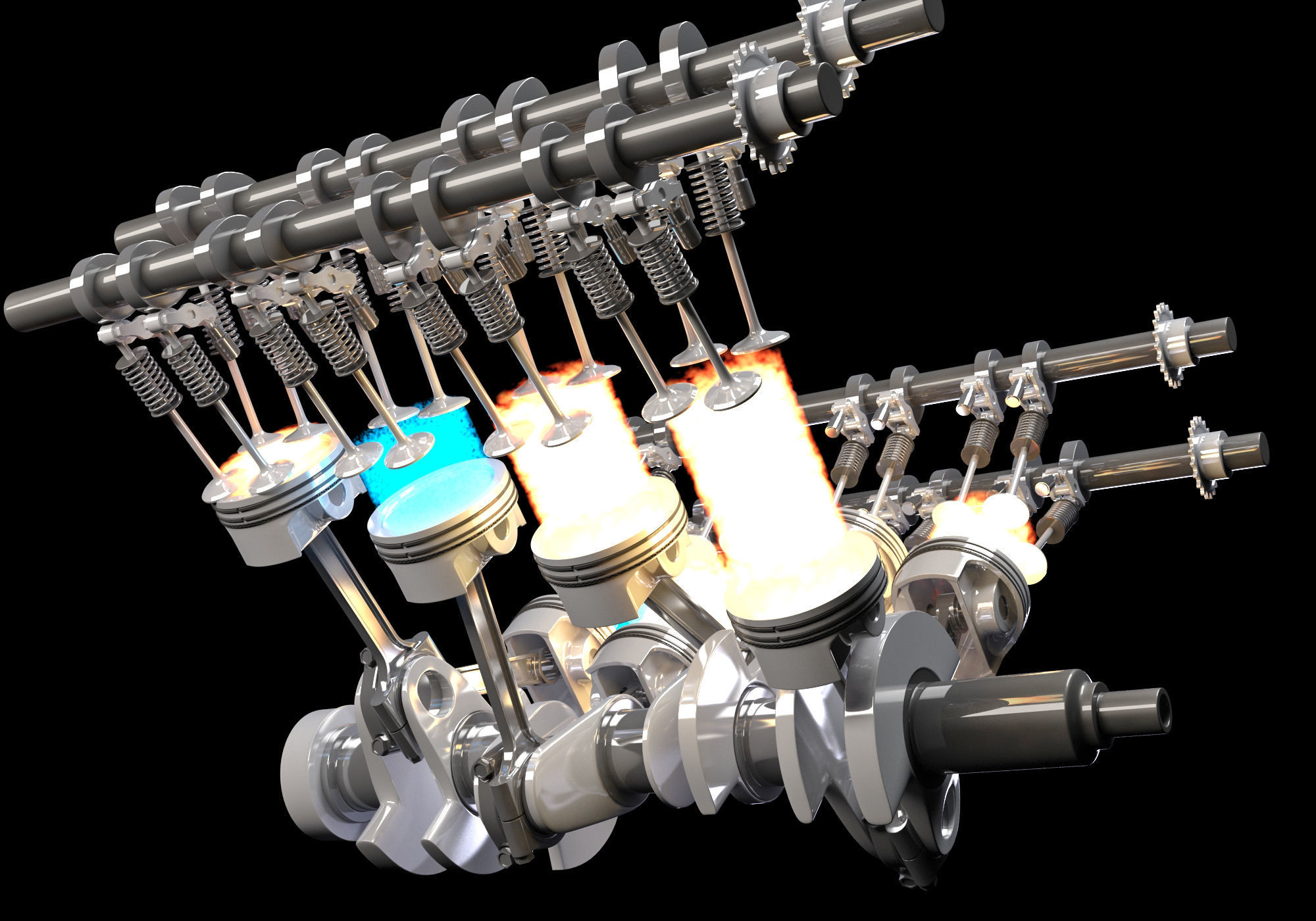 V8 Engine Ignition Animation 3D model_3