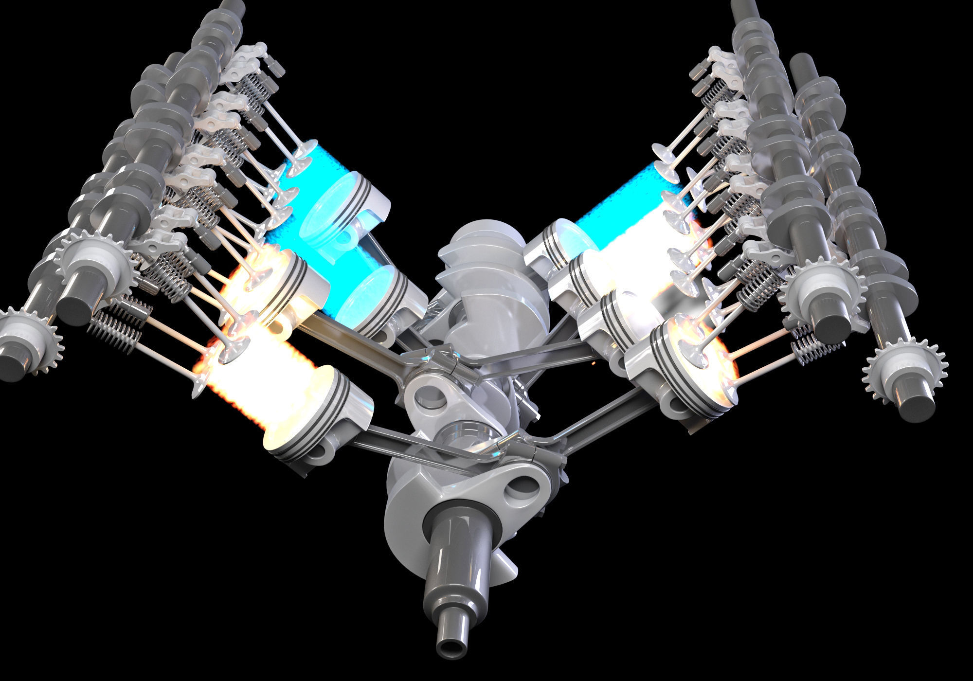 V8 Engine Ignition Animation 3D model_5
