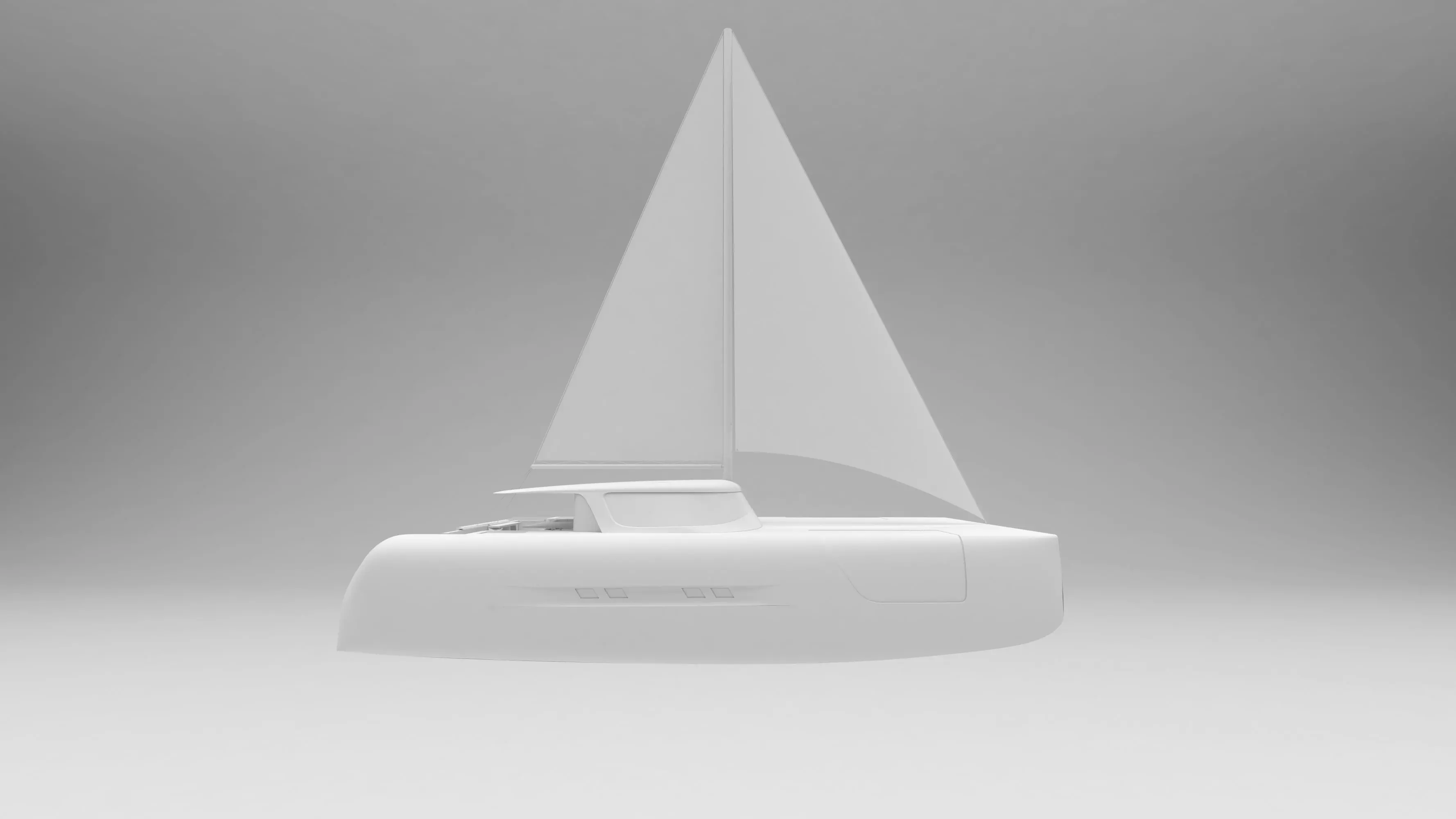 Modern sailing catamaran yacht 3D model_0