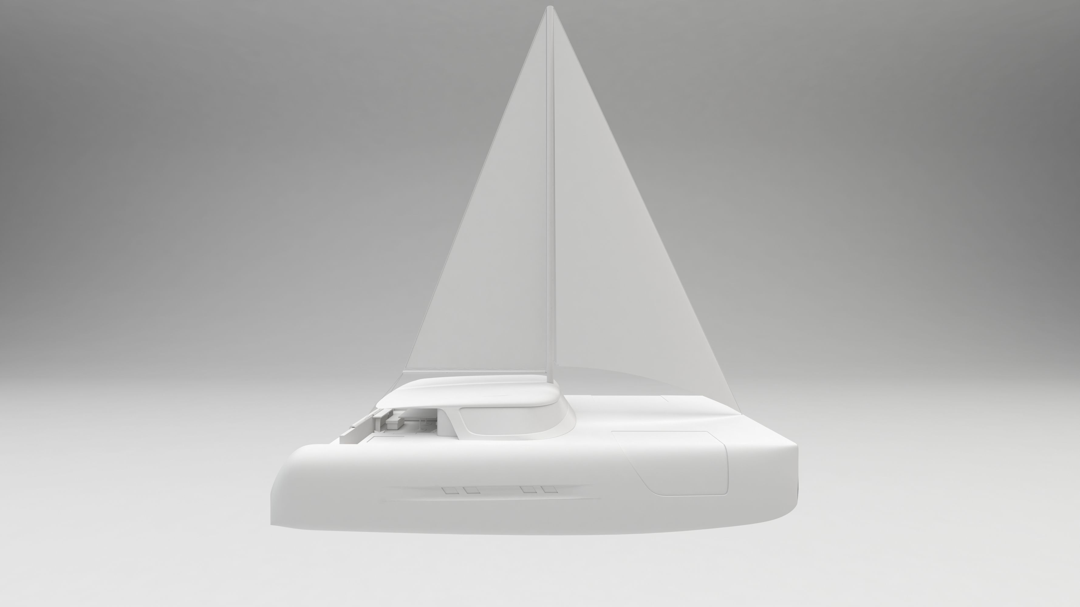 Modern sailing catamaran yacht 3D model_1