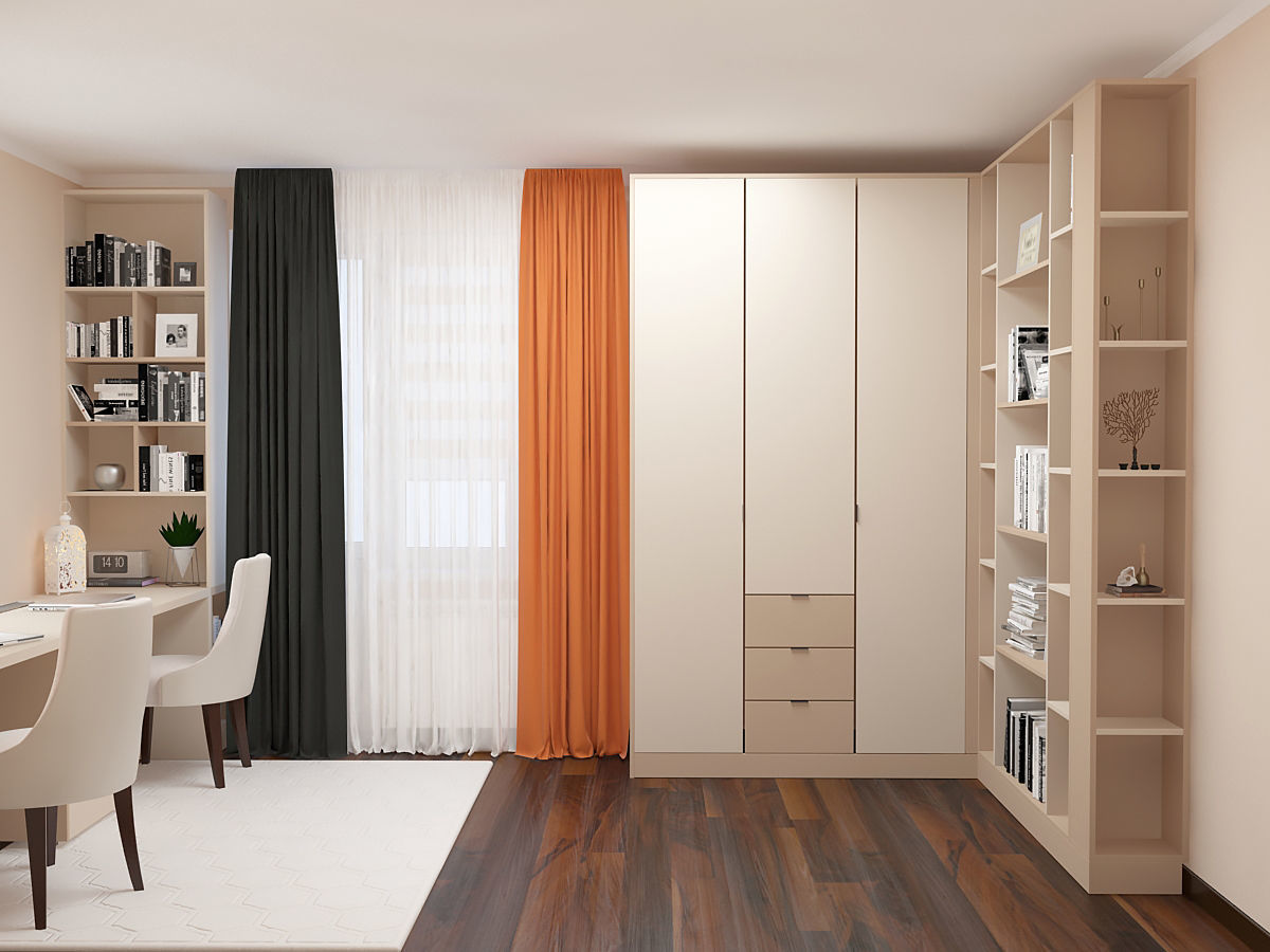 Office Table Wardrobe 3D model_3