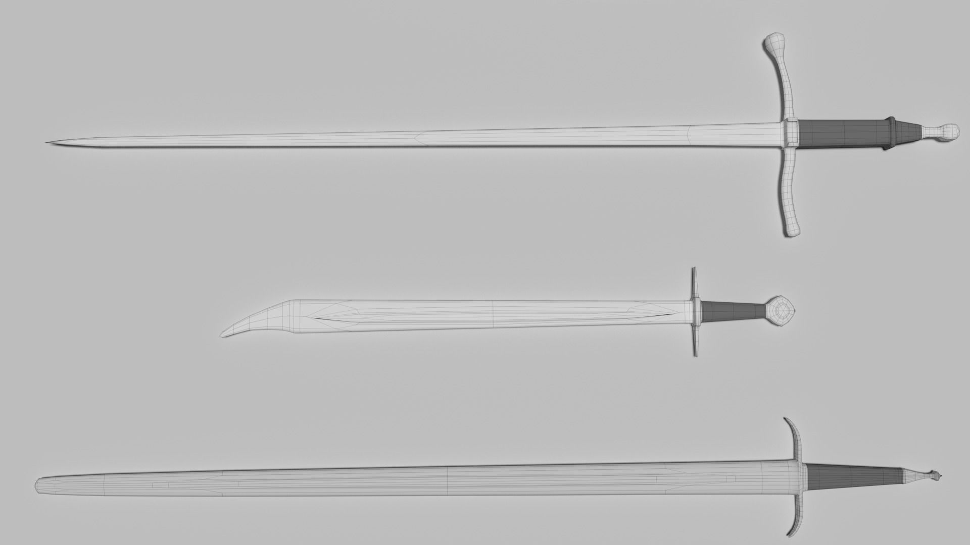 Medieval swords and blades Low-poly 3D model_3