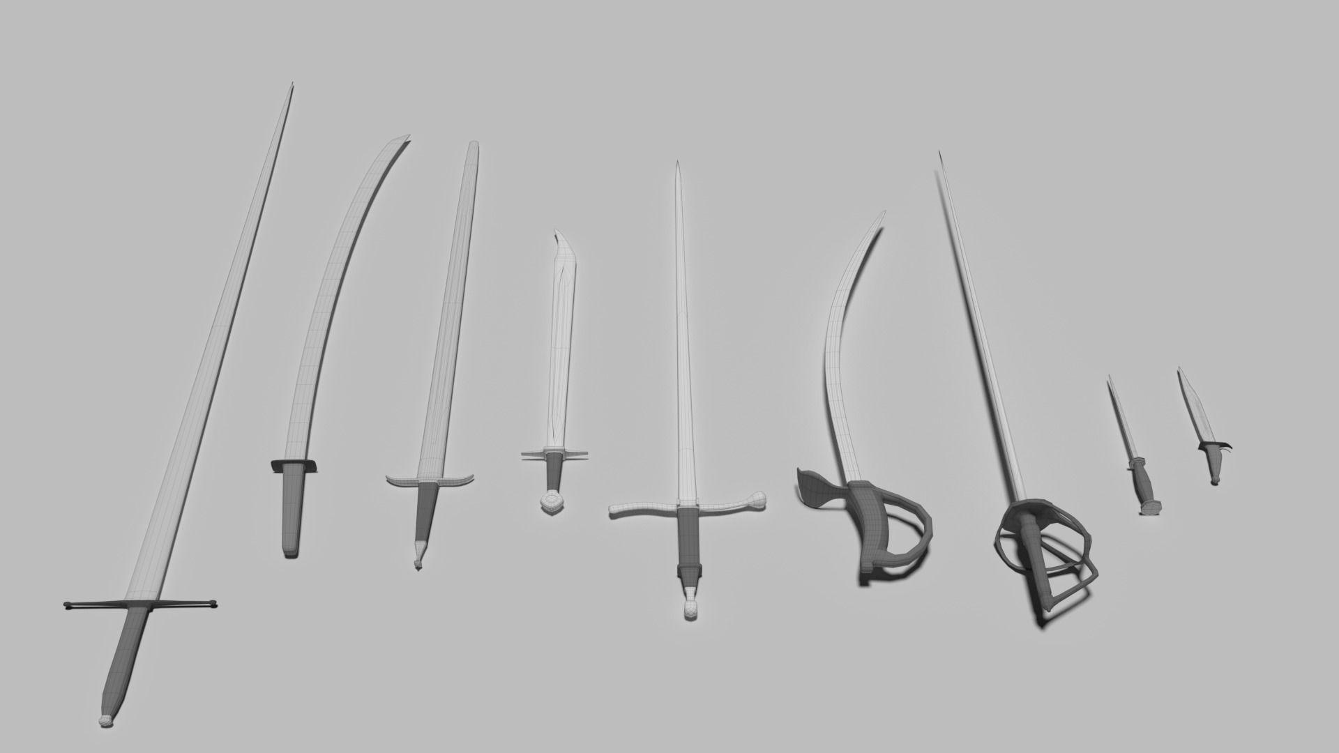 Medieval swords and blades Low-poly 3D model_2