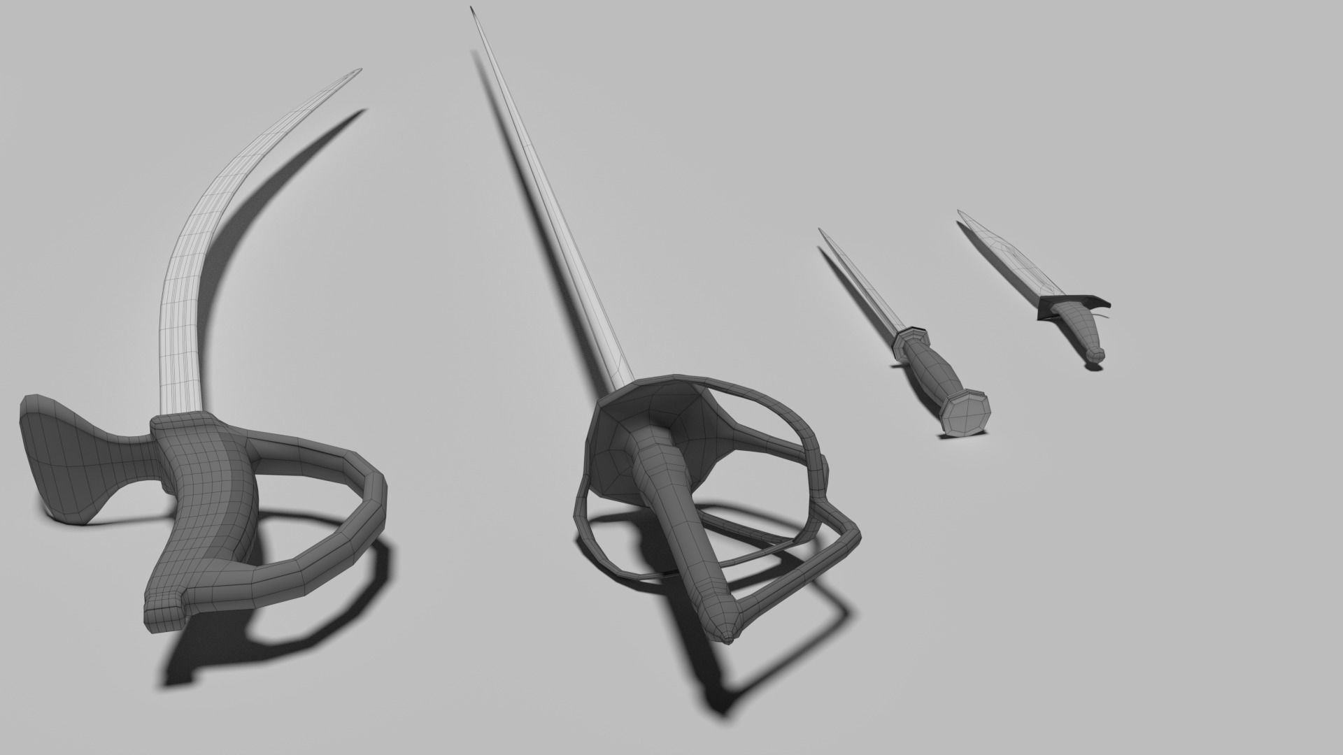 Medieval swords and blades Low-poly 3D model_4