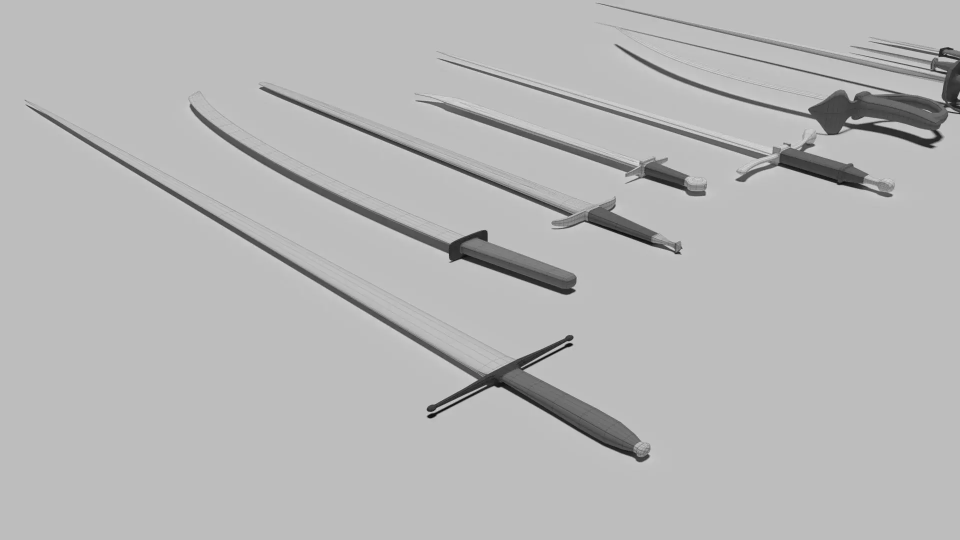 Medieval swords and blades Low-poly 3D model_0