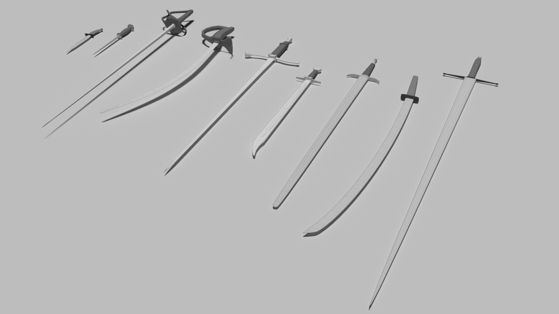 Medieval swords and blades Low-poly 3D model_1