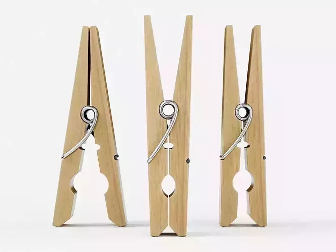 Wooden Clothespin PBR Low-poly 3D model