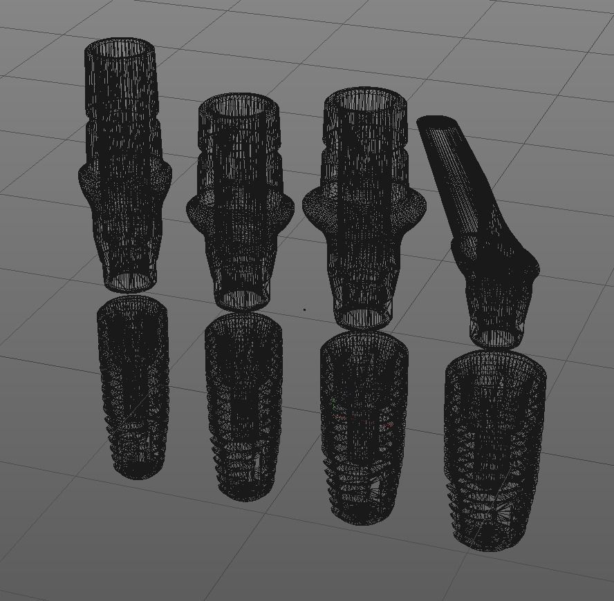 Implants three gold - plated tubes 3D model_5