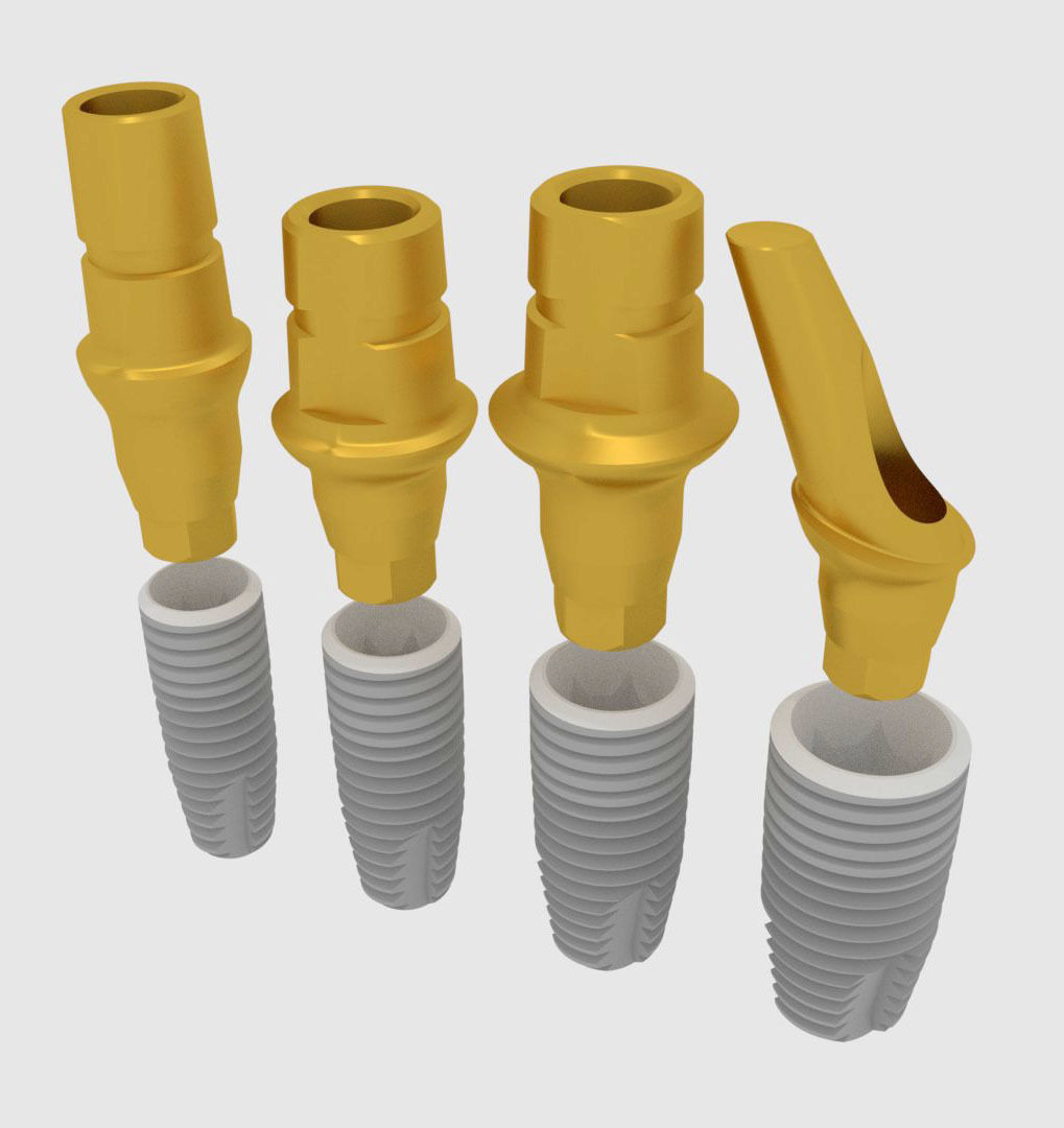 Implants three gold - plated tubes 3D model_6