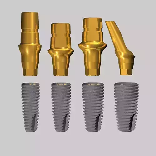 Implants three gold - plated tubes 3D model