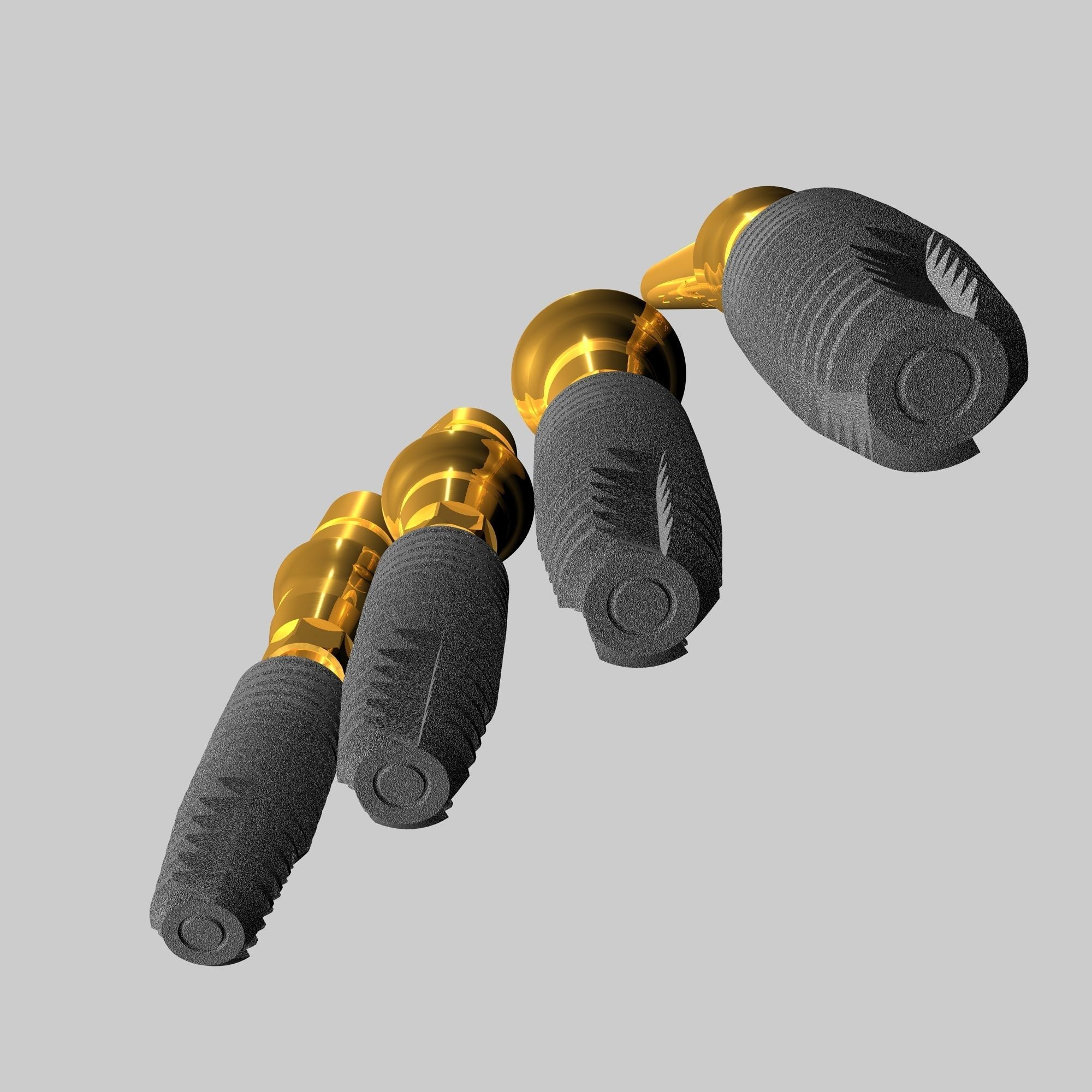 Implants three gold - plated tubes 3D model_3