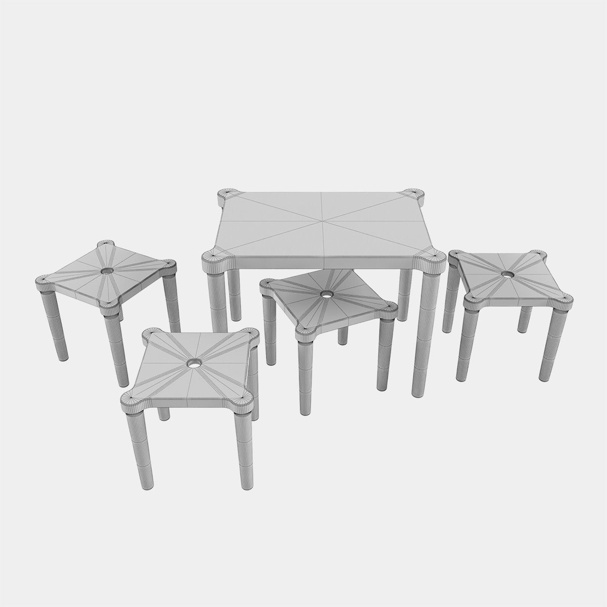 UTTER table and stools 3D model_5