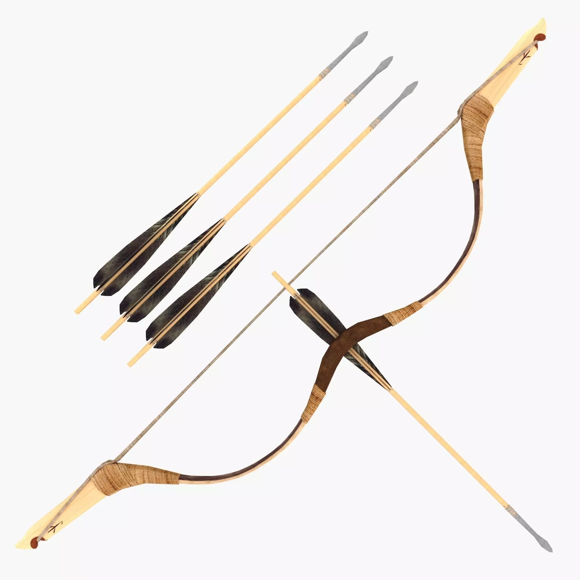 Composite Bow Low-poly 3D model_0