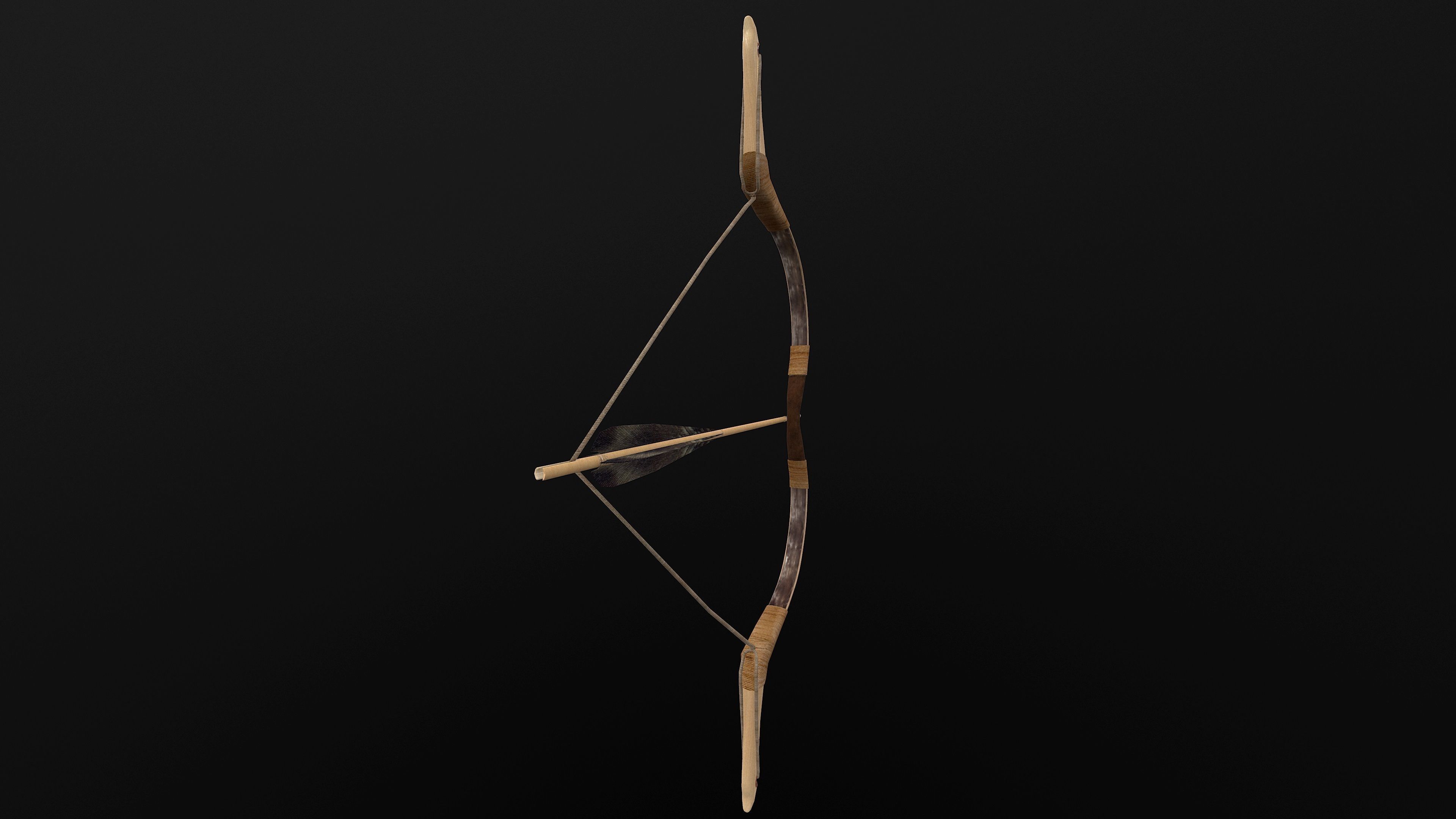 Composite Bow Low-poly 3D model_11