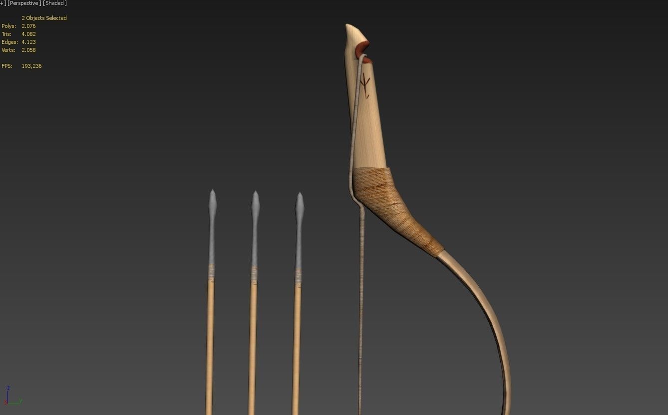 Composite Bow Low-poly 3D model_23