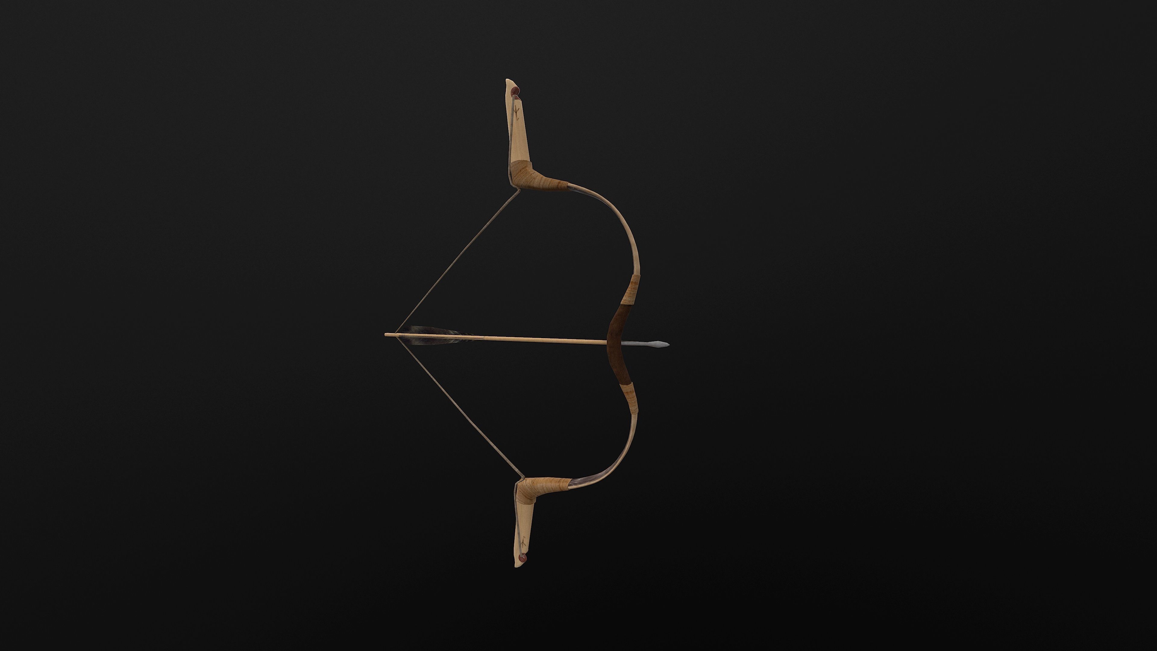 Composite Bow Low-poly 3D model_6
