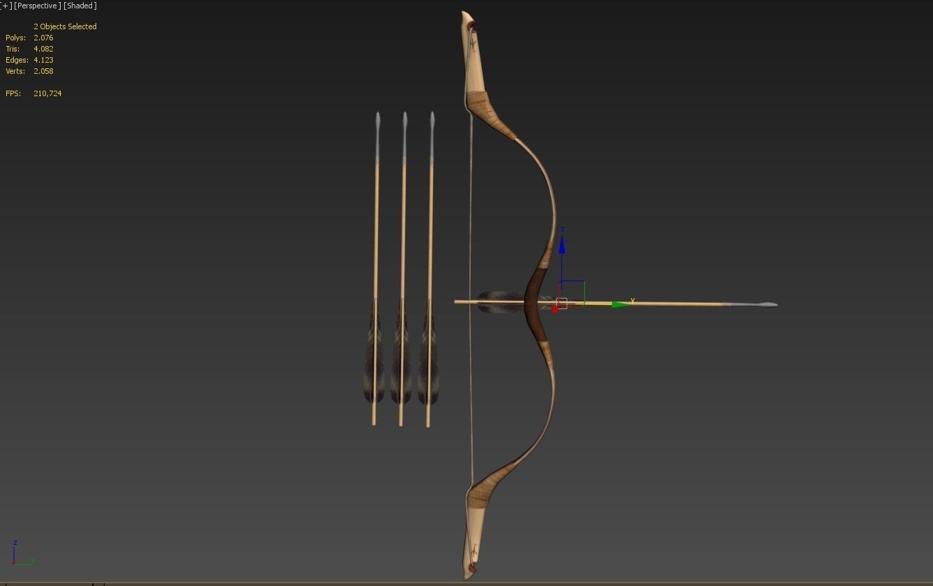 Composite Bow Low-poly 3D model_22