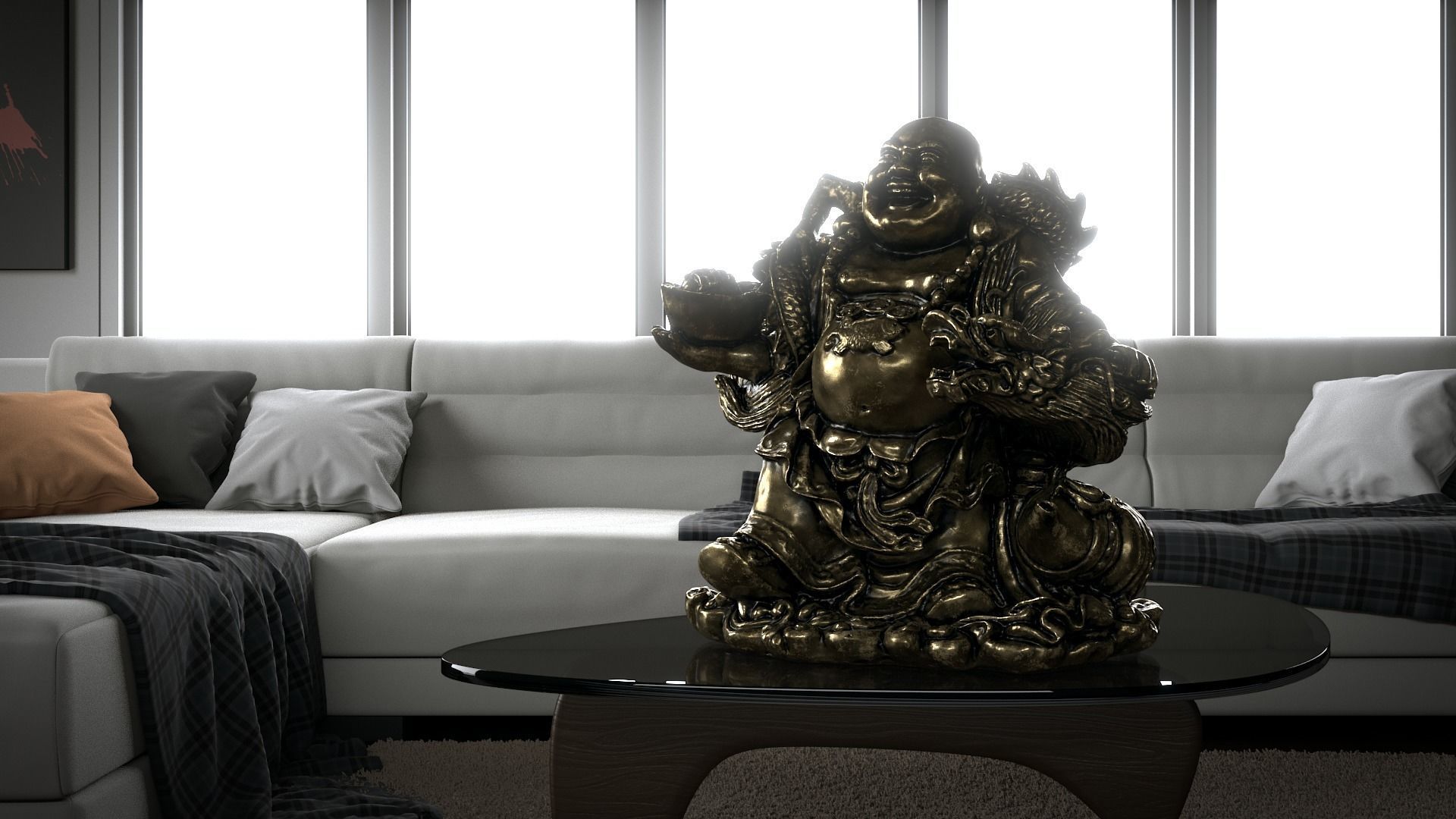 Laughing Buddha  Low-poly 3D model_25