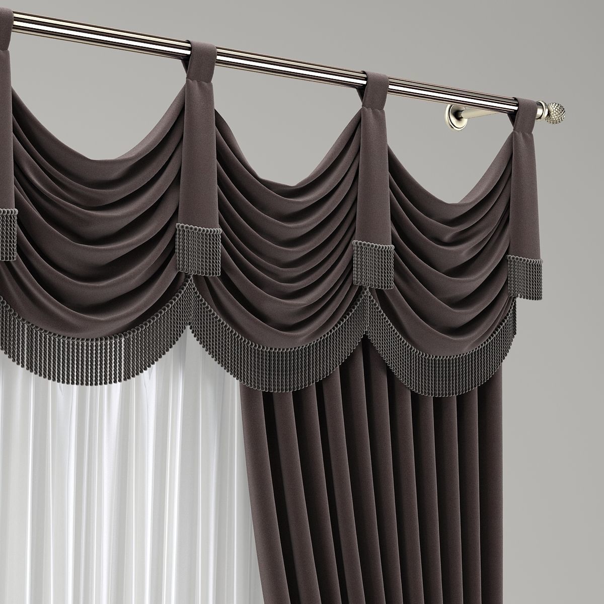 classic curtain 3D model_2