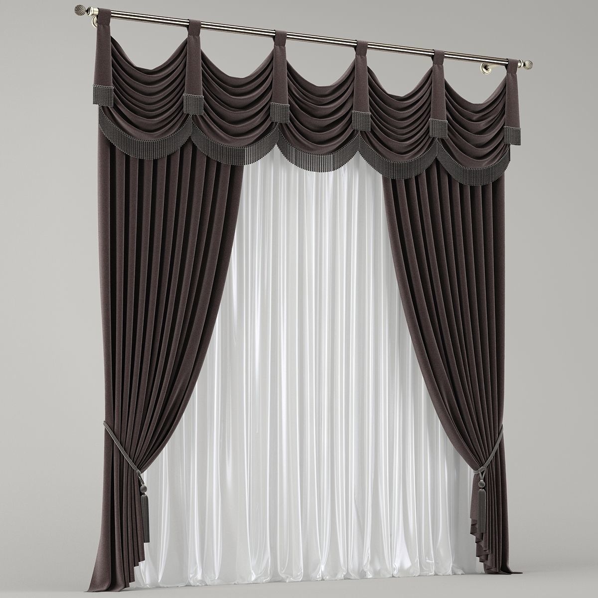 classic curtain 3D model_1