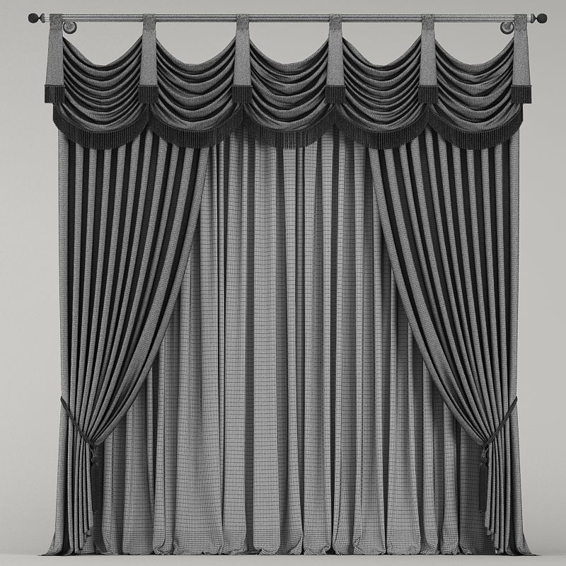 classic curtain 3D model_5