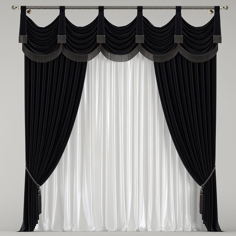 classic curtain 3D model_4