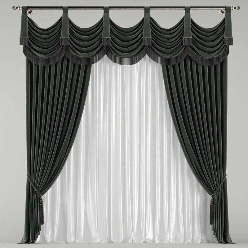 classic curtain 3D model_3