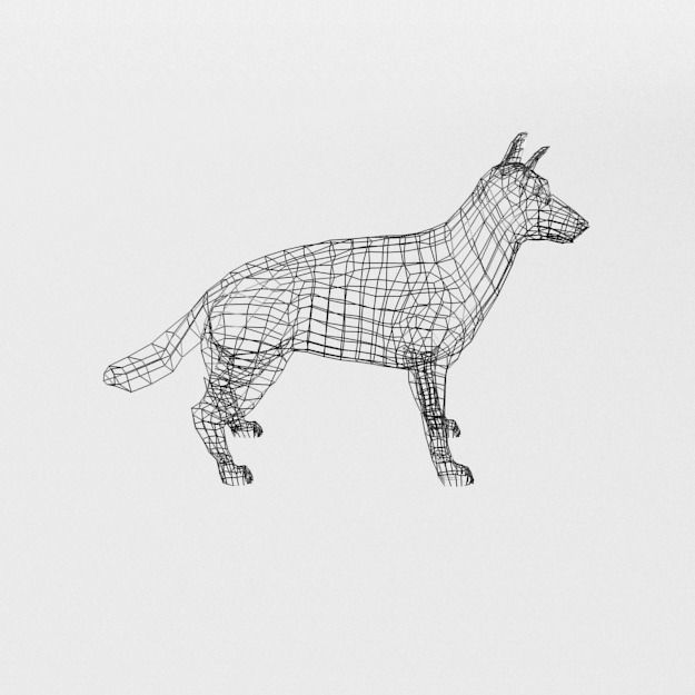 German Shepherd Low-poly 3D model_6