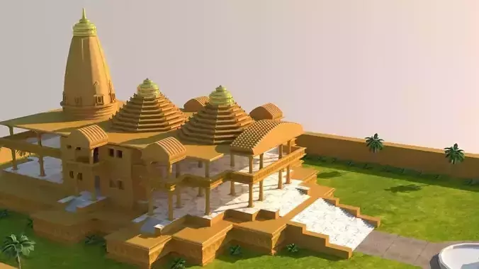 Low poly model of a Temple  