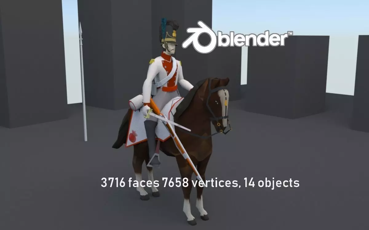 BAVARIA 1806 Dragoon line cavalery LOW POLY Napoleonic era Low-poly 3D model_0