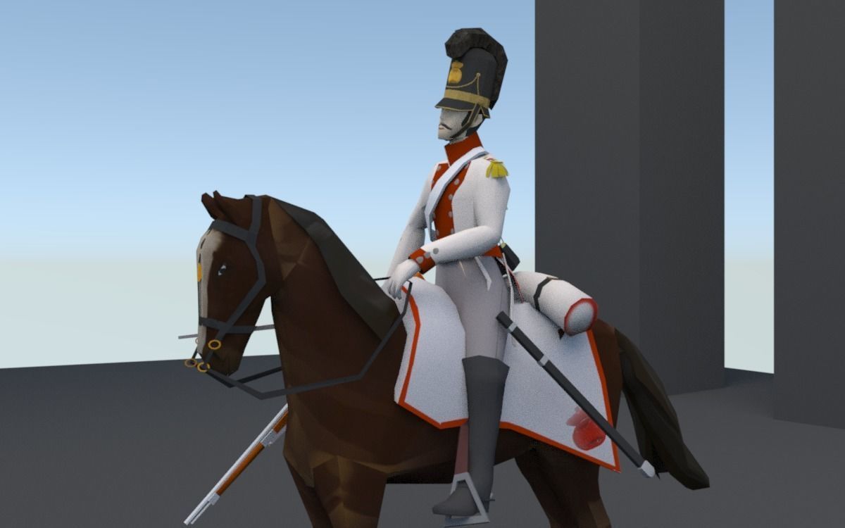 BAVARIA 1806 Dragoon line cavalery LOW POLY Napoleonic era Low-poly 3D model_8